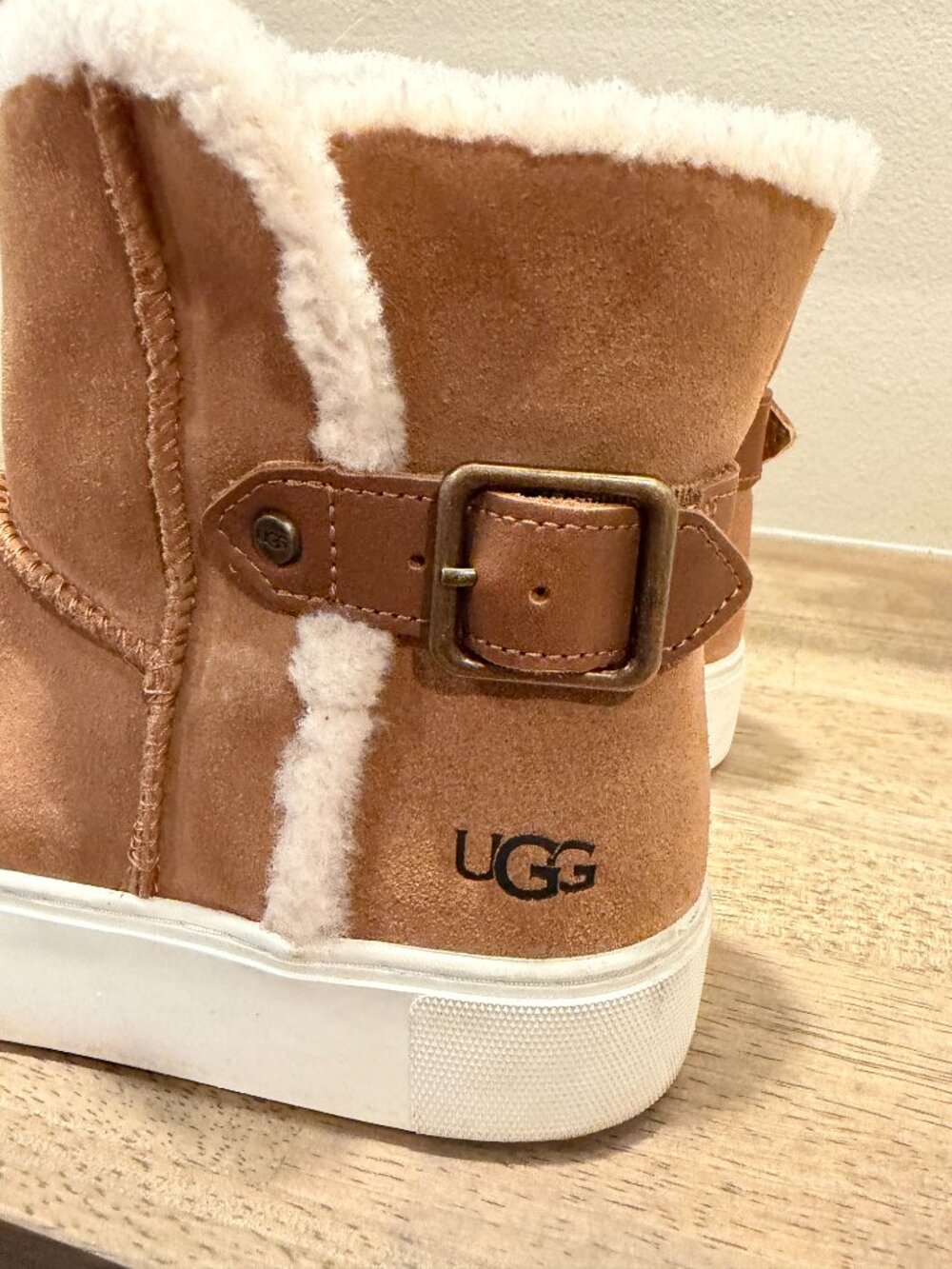 UGG Aika Chestnut Suede Buckle Sneaker Boots Size 7.5 - Picture 3 of 10